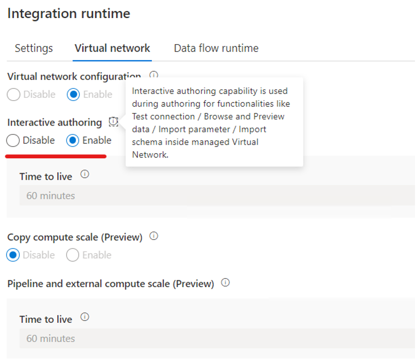 Screenshot that shows how to enable interactive authoring.