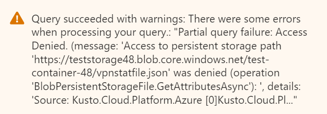 Screenshot shows error when running query in workbook.