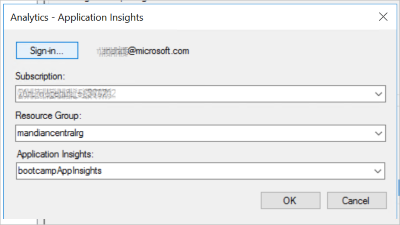 Selezionare l'istanza applicazione Azure Insights in BizTalk Server