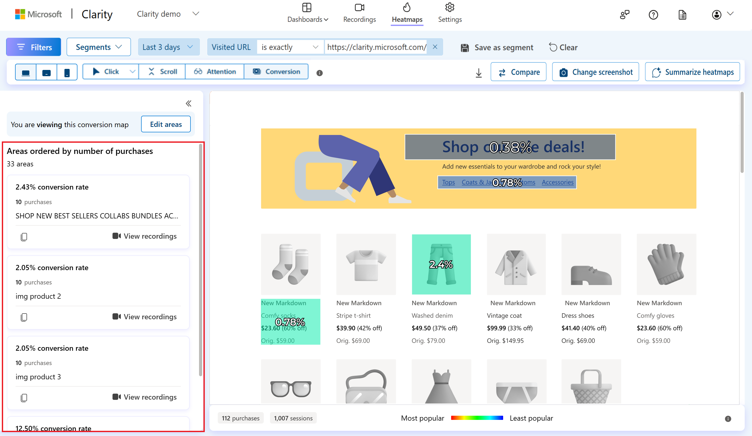 Conversion maps left panel.