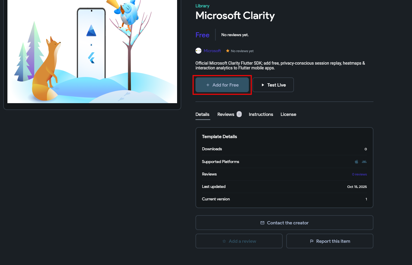 Add Clarity to your flutterflow project.