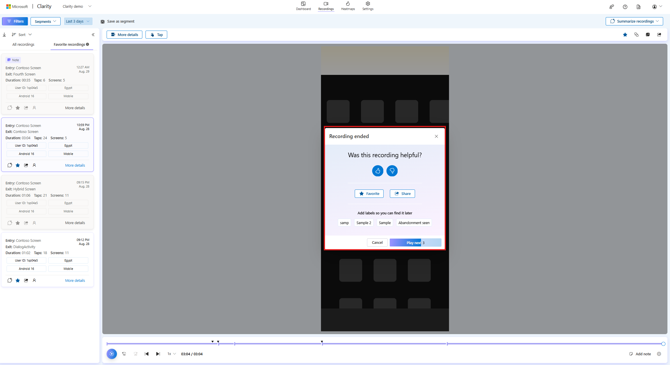 Pop up seen if Autoplay is enabled for mobile apps.