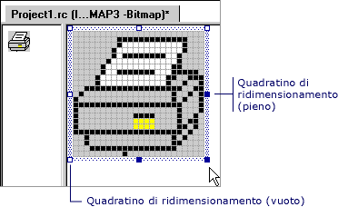 vcImageEditorSizingHandles Quadratini di ridimensionamento in una bitmap.