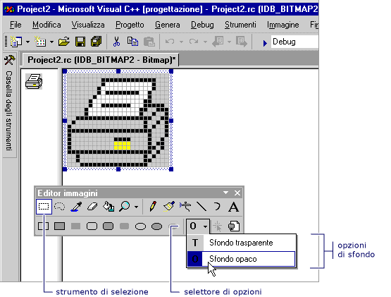 Screenshot showing the Background options opaque or transparent.