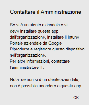 Screenshot della finestra popup di fine del supporto del profilo personale.