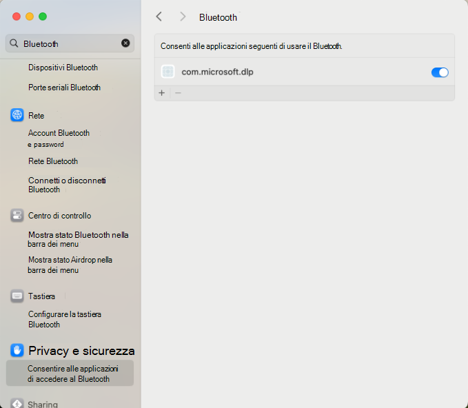 Screenshot che mostra l'accesso Bluetooth review