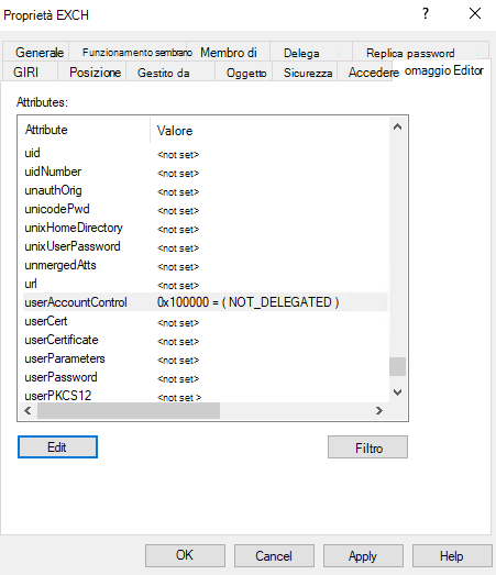 Screenshot del profilo del dispositivo.