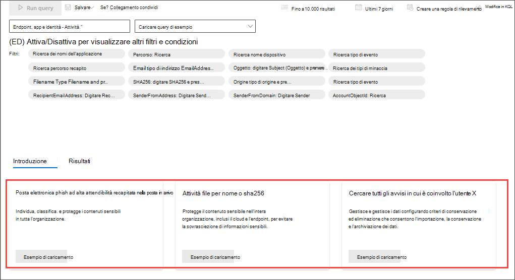 Screenshot delle procedure dettagliate per le query iniziali di Generatore query in modalità guidata