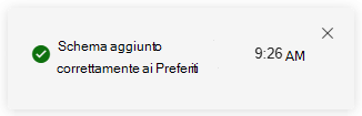 Screenshot della notifica che indica che un nuovo elemento è stato aggiunto ai Preferiti nella ricerca avanzata.