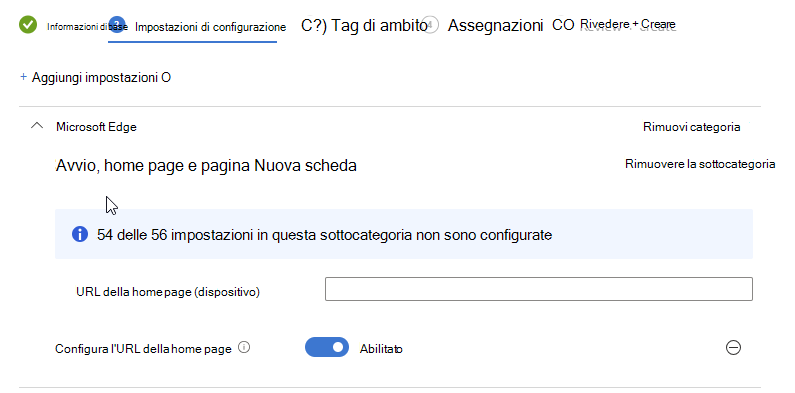 Configurare il criterio dell'URL della home page