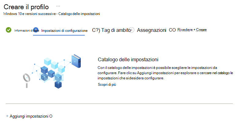 Scheda Impostazioni di configurazione