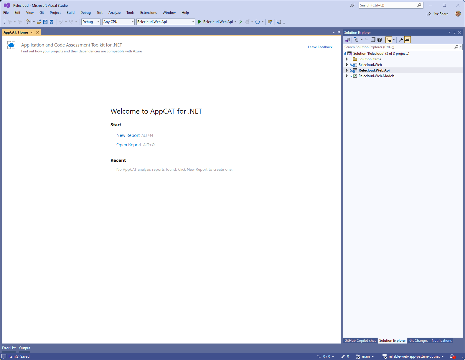 Screenshot che mostra i report di analisi recenti