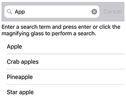 Screenshot di un controllo SearchBar.