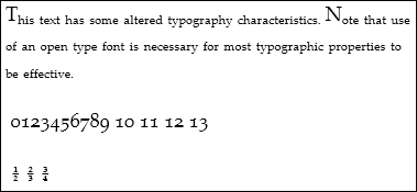 Schermata: testo con tipografia modificata