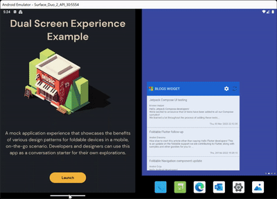 Animation of span gesture on the Surface Duo emulator