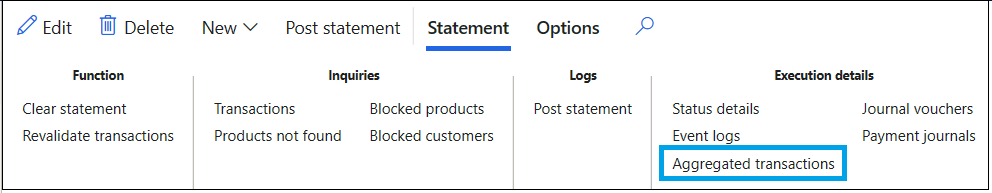 Screenshot del pulsante Transazioni aggregate per un rendiconto non completamente registrato.
