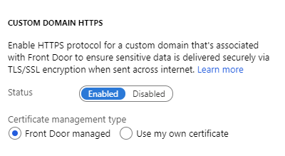 Finestra di dialogo HTTPS dominio personalizzato.
