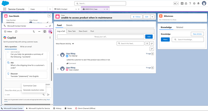 Screenshot di Copilot integrato.