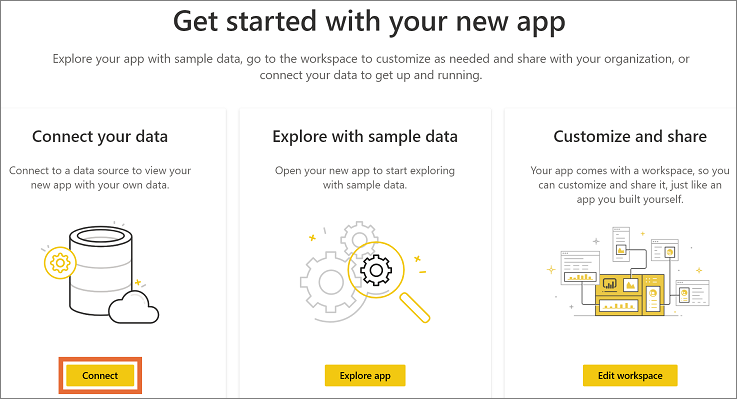 Installazione dell'app Customer Service - Connetti i tuoi dati.