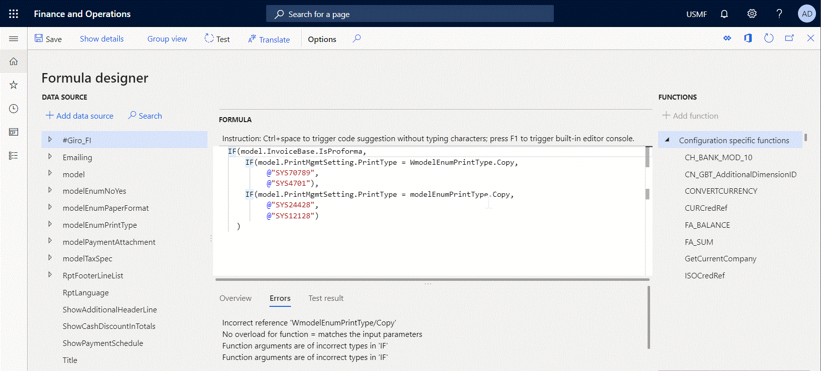 Gif dell'editor di formule ER che mostra il codice in fase di apertura.