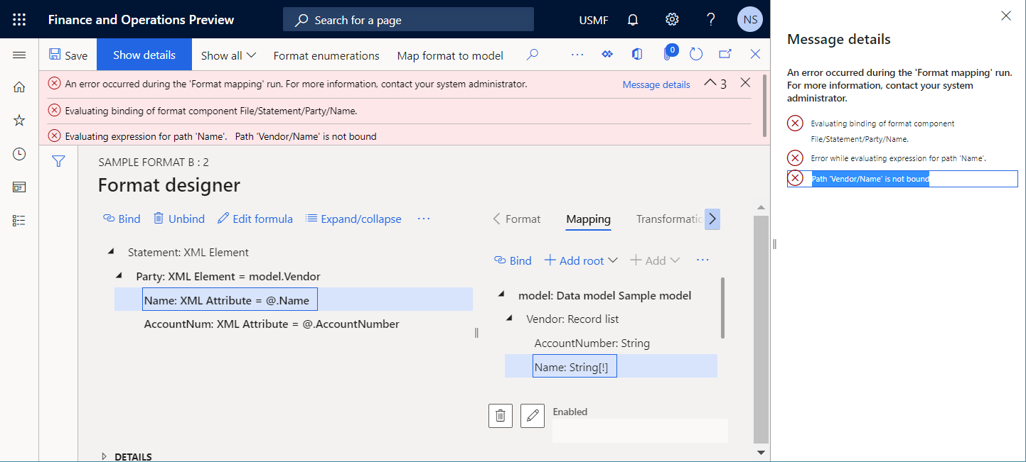 Esecuzione del formato modificabile nella pagina Progettazione formati.