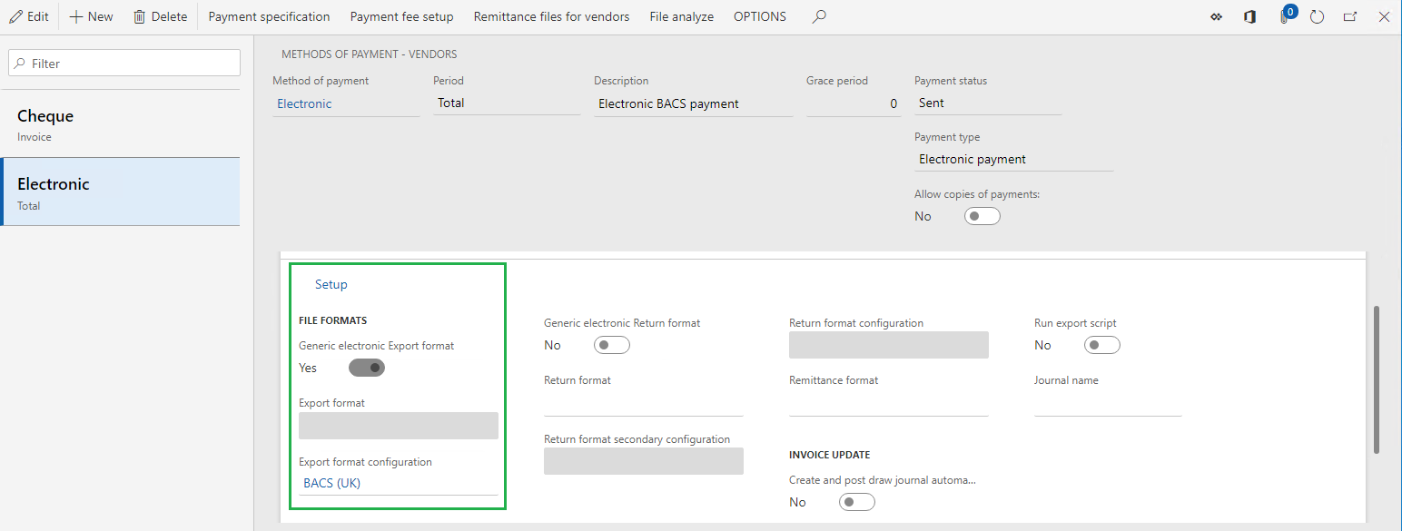 Pagina Metodi di pagamento.