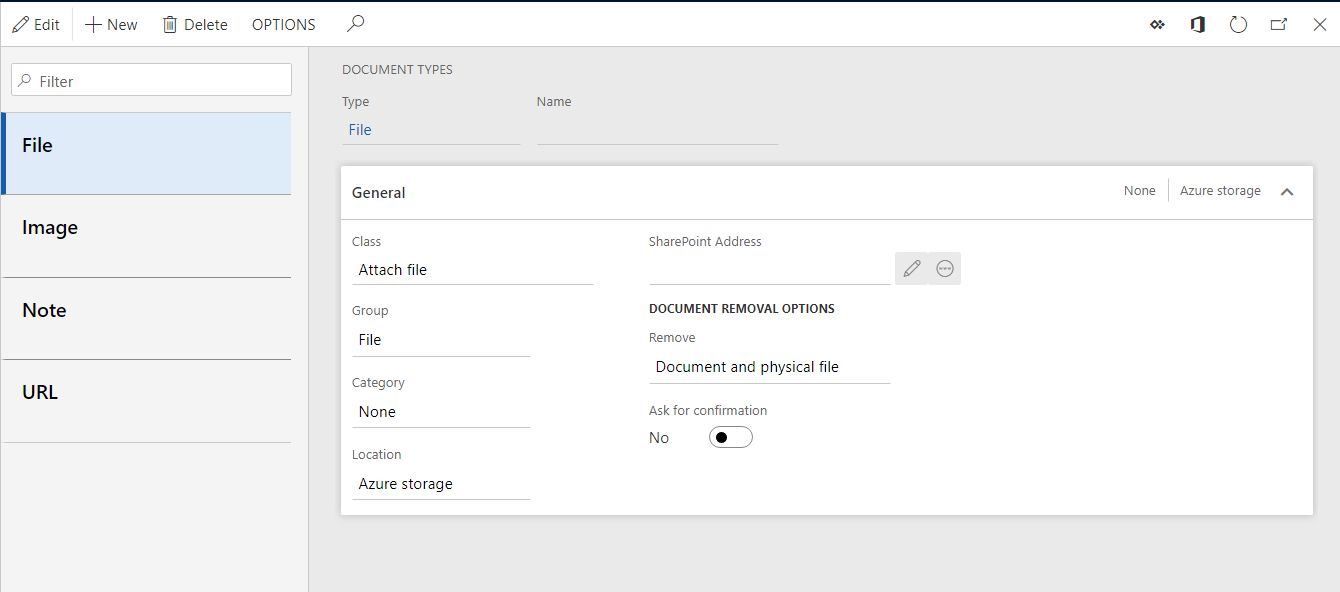 Pagina Tipi di documento.