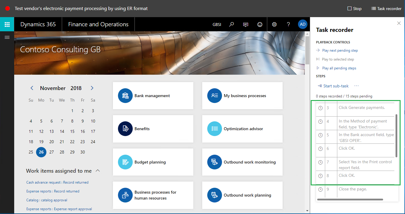 Passaggi 3 e 8 della registrazione attività.