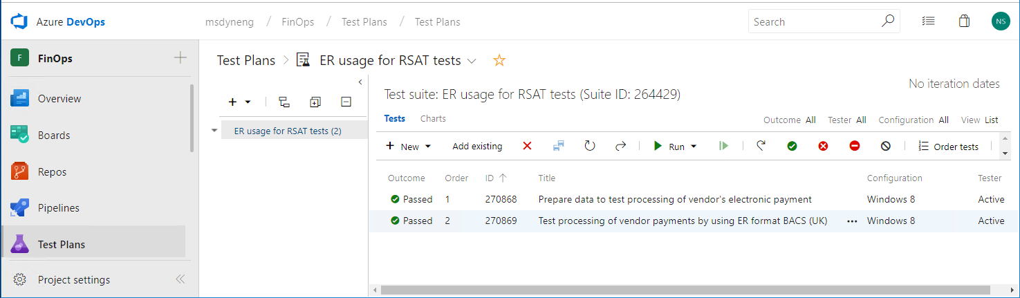 Nuovi test case per il piano di test selezionato.