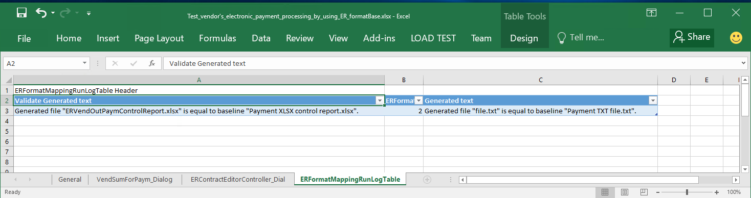 Foglio di lavoro ERFormatMappingRunLogTable.
