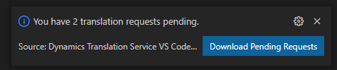 Pending DTS request notification.