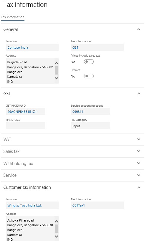 Tax information dialog box for updating additional fees.
