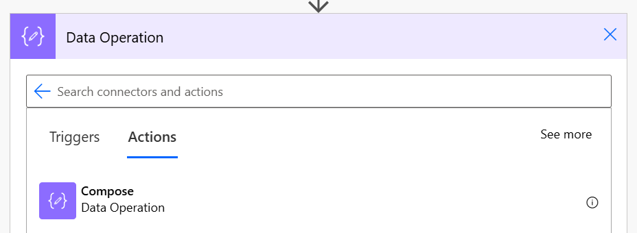 Screenshot of Compose action in Power Automate.