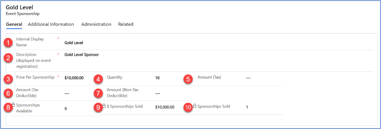 Work with the General tab of a sponsorship record.