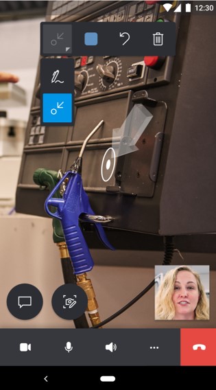 Freccia fantasma di Remote Assist per dispositivi mobili Mostra la freccia fantasma nella barra degli strumenti di Dynamics 365 Remote Assist per dispositivi mobili.