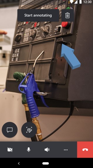 Collaboratore remoto in Remote Assist per dispositivi mobili Collaboratore remoto su schermo unico di Remote Assist per dispositivi mobili.