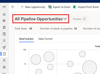 Screenshot che evidenzia l'elenco delle visualizzazioni nella visualizzazione Pipeline opportunità.