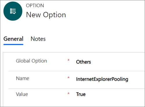 Abilita l'opzione InternetExplorerPooling.