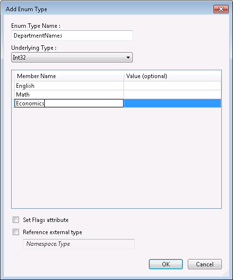 Aggiungi tipo enumerativo