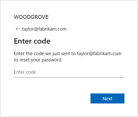 Screenshot che mostra l'opzione immettere il codice.