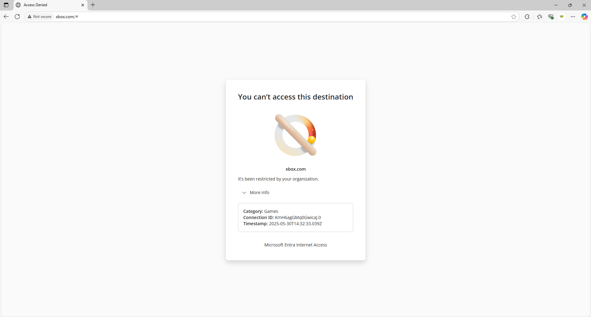 Screenshot che mostra un errore del browser in testo non crittografato o TLS controllato dal traffico HTTP.