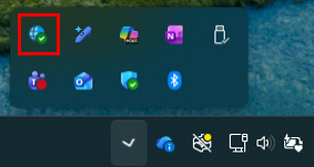 Screenshot che mostra l'icona del client GSA nella barra di Windows system tray.