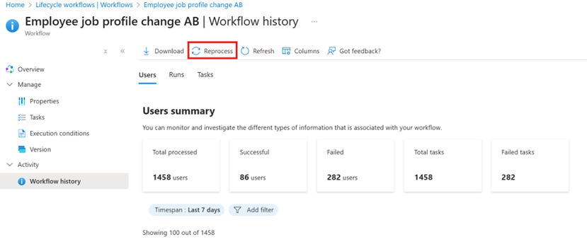 Screenshot della rielaborazione di un flusso di lavoro.