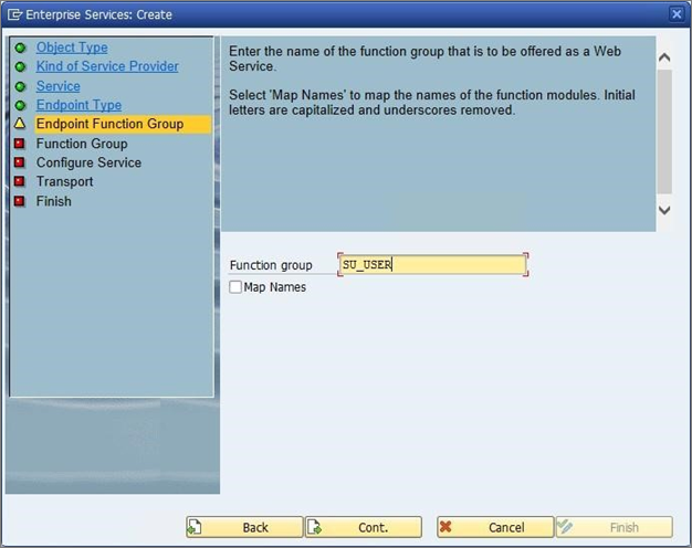 Screenshot del gruppo di funzioni dell'endpoint.