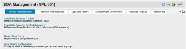 Screenshot della configurazione del servizio Web.