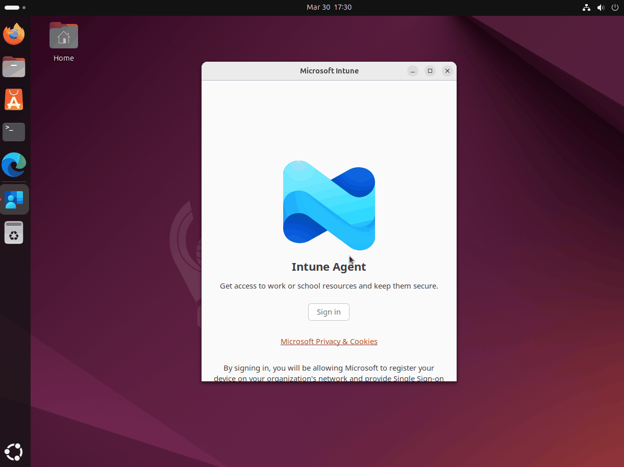 Demo dell'esperienza di accesso di Linux.