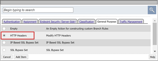 Screenshot dell'opzione Intestazioni HTTP.