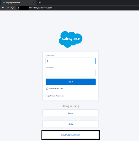 Screenshot della pagina di accesso di Salesforce.