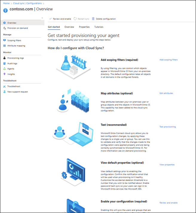 Screenshot delle sezioni di configurazione.