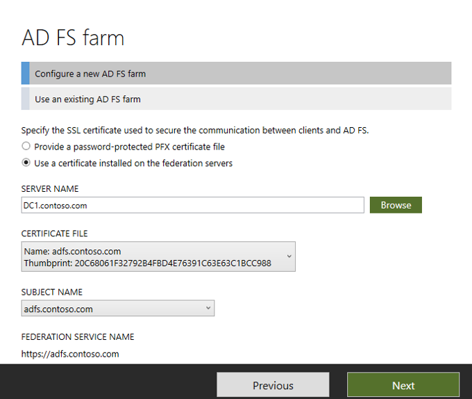 Screenshot che mostra dove selezionare il file di certificato creato.